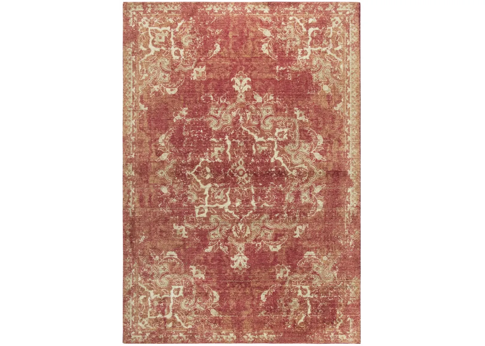 Gossamer Red Medallion Distress 100% New Zealand Wool 3' x 5' Rectangle Rug