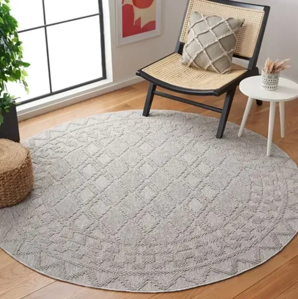 LOTUS 105 Grey 6'-7' X 6'-7' Round Round Rug