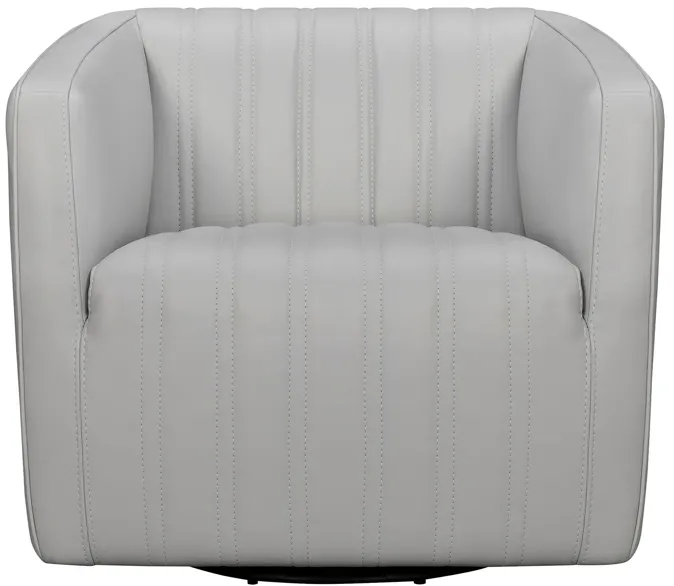 Aries Dove Gray Genuine Leather Swivel Barrel Chair