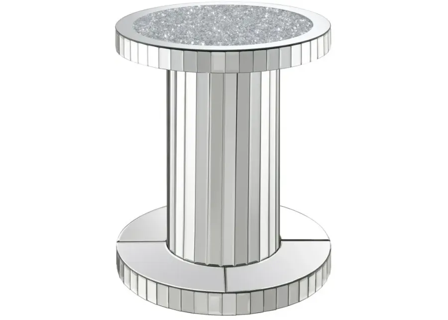 Dorielle Crystal Inlay Round Top Accent Table Mirror