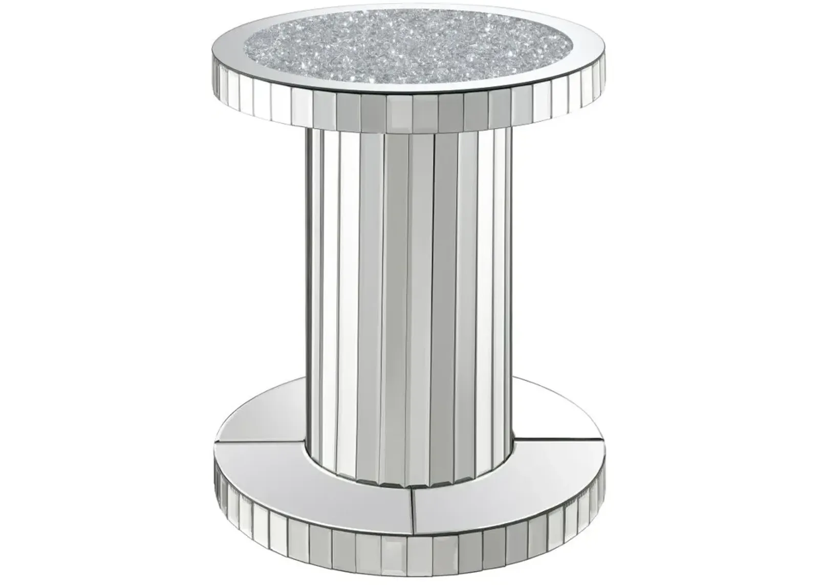 Dorielle Crystal Inlay Round Top Accent Table Mirror