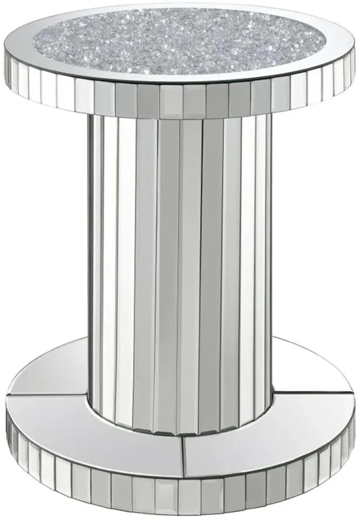 Dorielle Crystal Inlay Round Top Accent Table Mirror