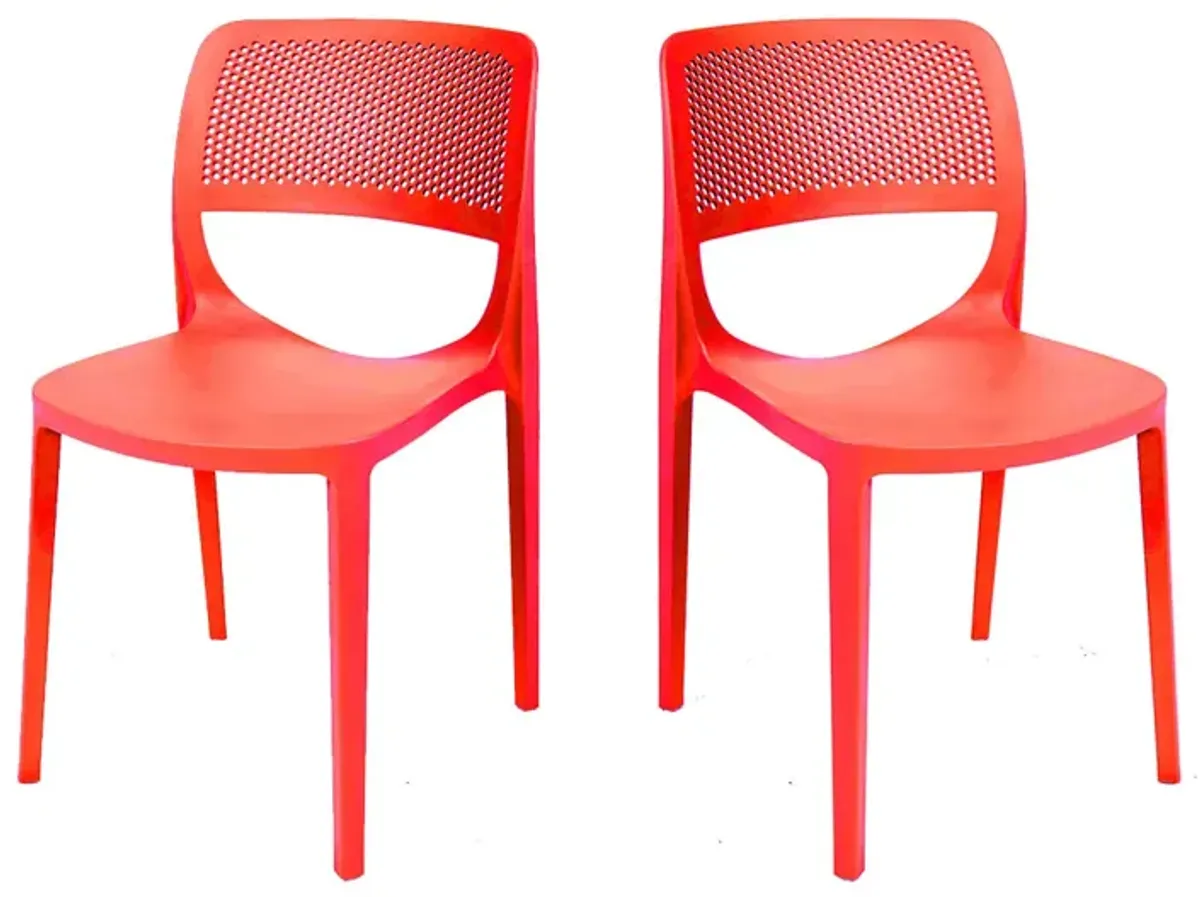 Mila Set of 4 Stackable Side Chair-Red