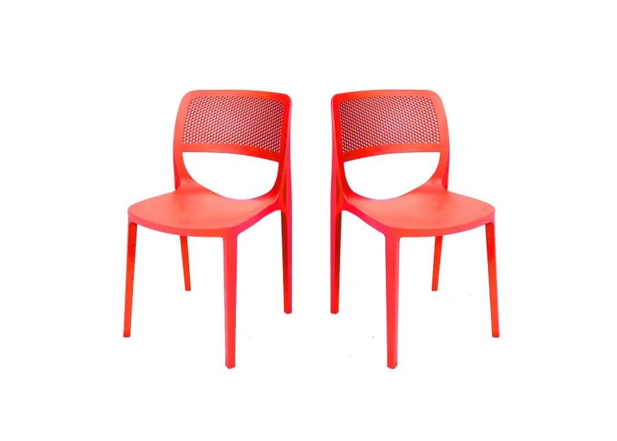 Mila Set of 4 Stackable Side Chair-Red