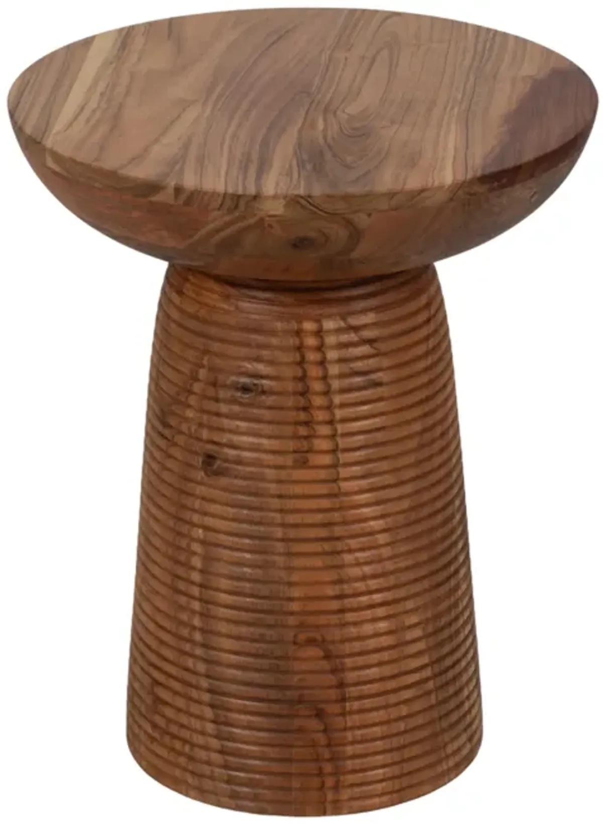 20" Grooved Base Wood Accent Table, Natural