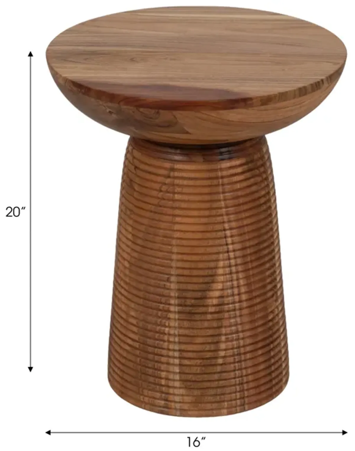 20" Grooved Base Wood Accent Table, Natural