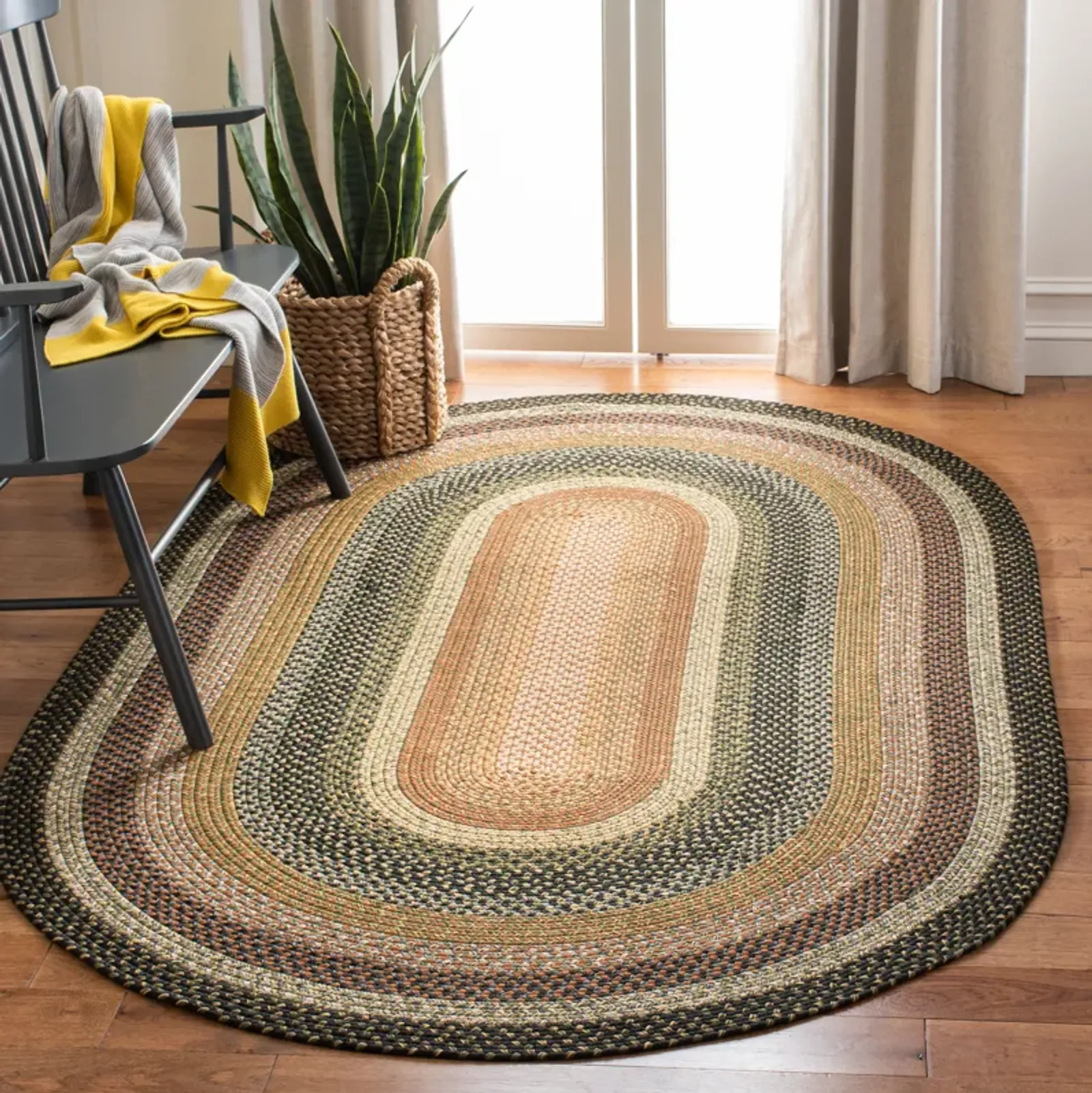 BRAIDED Hand Woven 7' x 10' Oval area rug