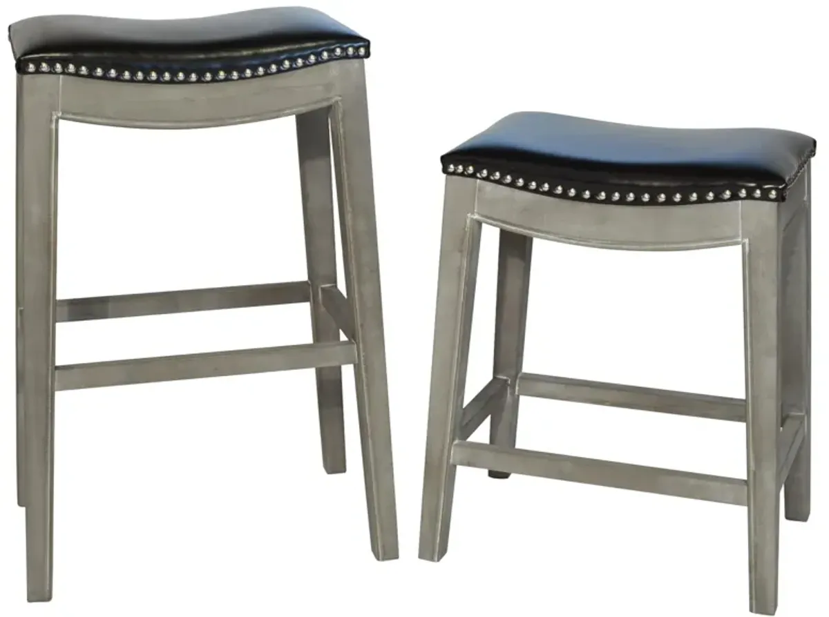 Elmo KD Bonded Leather Counter Stool Mystique Gray Frame, Black