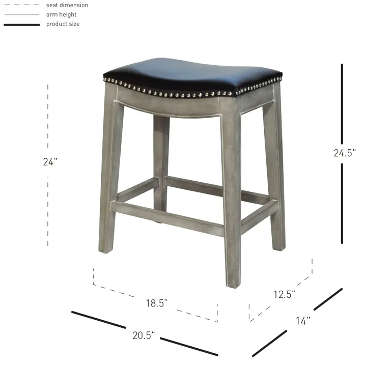 Elmo KD Bonded Leather Counter Stool Mystique Gray Frame, Black