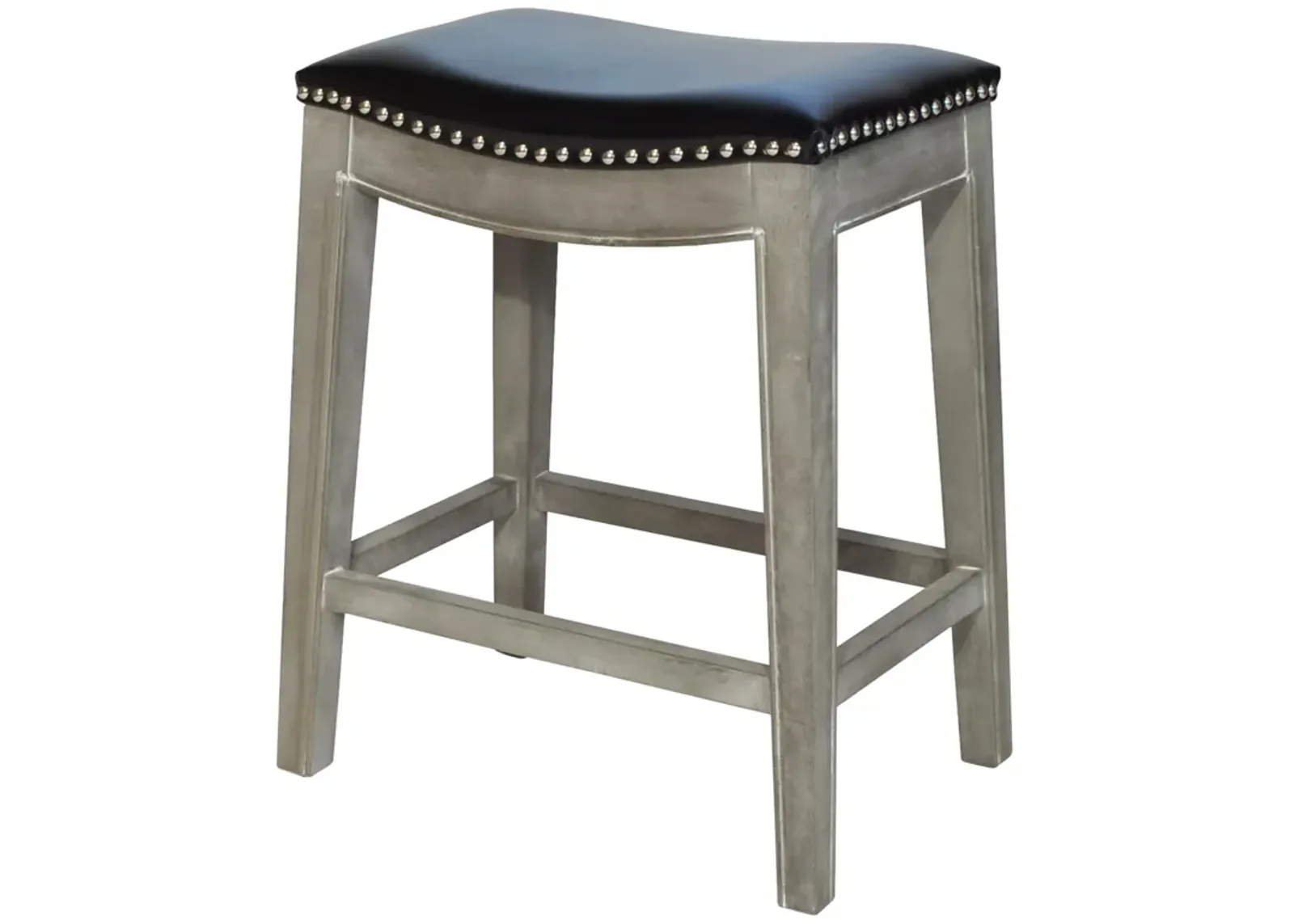 Elmo KD Bonded Leather Counter Stool Mystique Gray Frame, Black