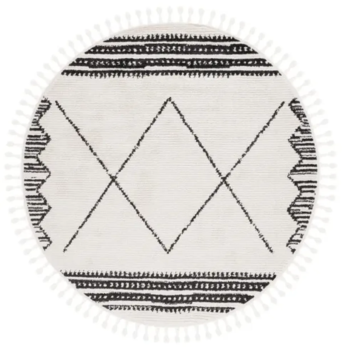 MOROCCAN TASSEL Round Power Loomed 6'-7" x 6'-7"Round Rug