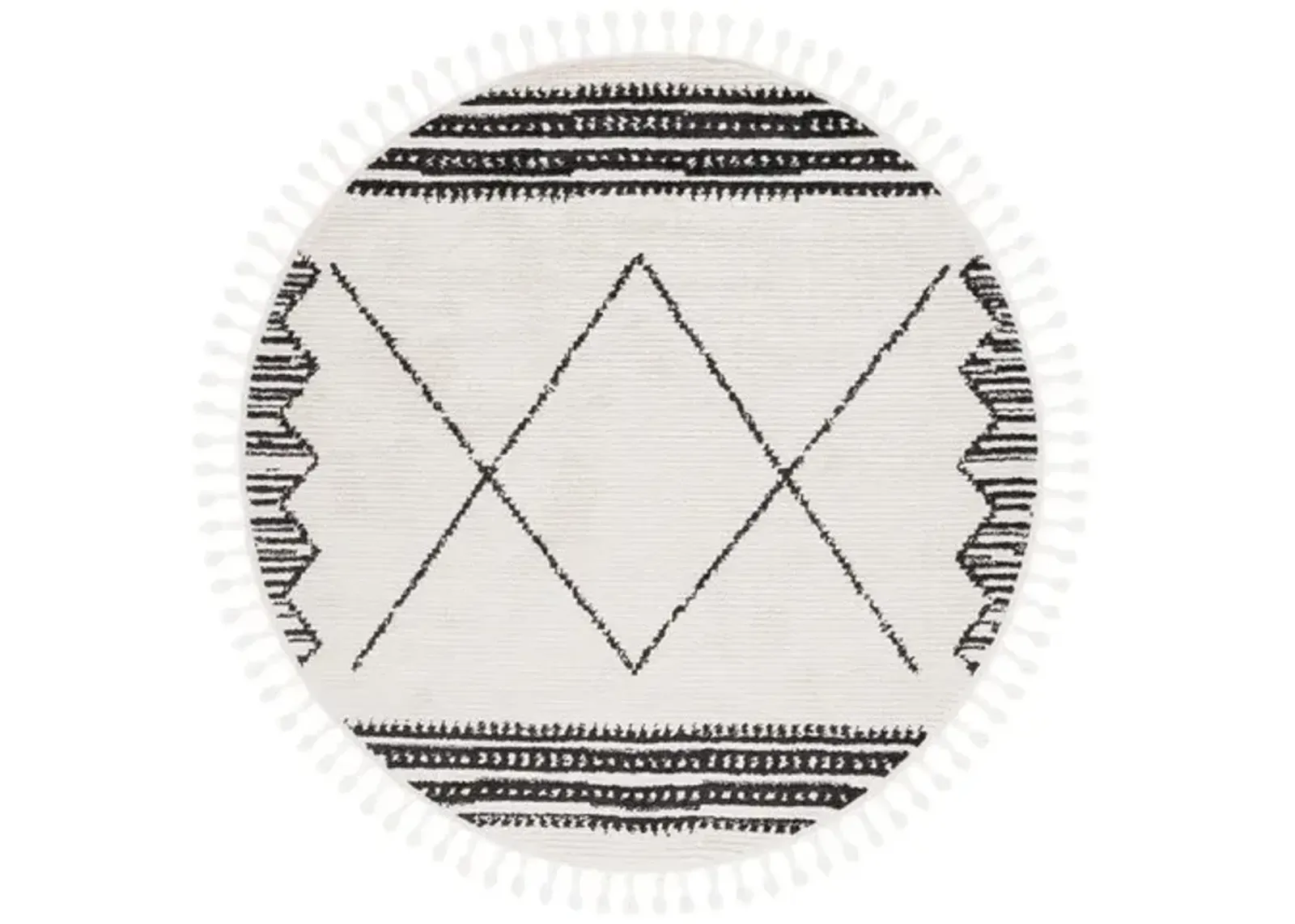 MOROCCAN TASSEL Round Power Loomed 6'-7" x 6'-7"Round Rug