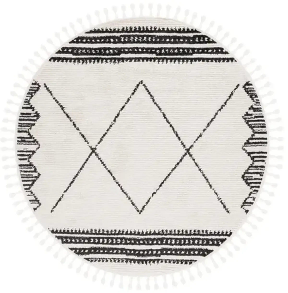 MOROCCAN TASSEL Round Power Loomed 6'-7" x 6'-7"Round Rug