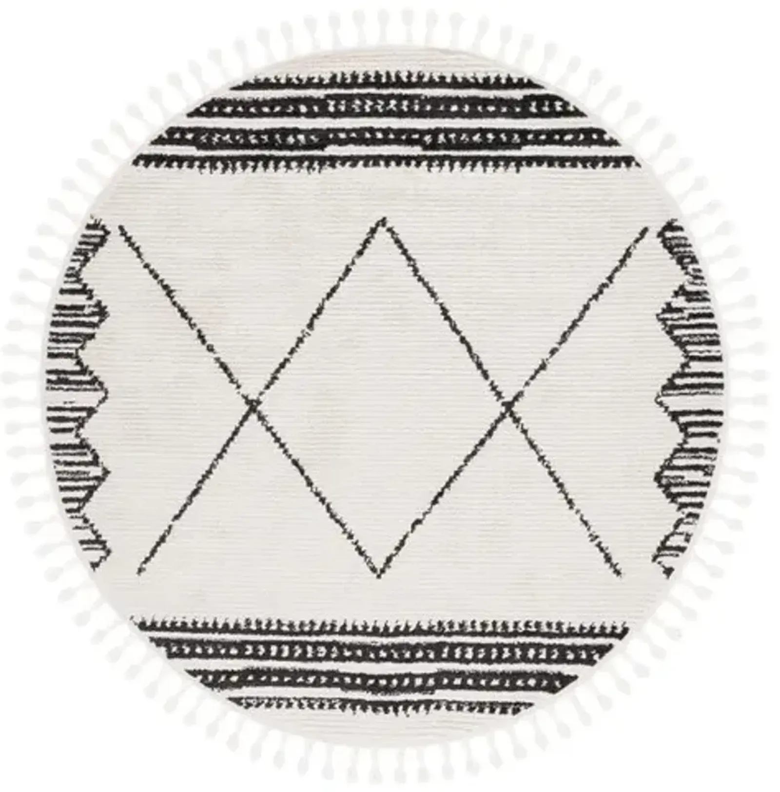 MOROCCAN TASSEL Round Power Loomed 6'-7" x 6'-7"Round Rug