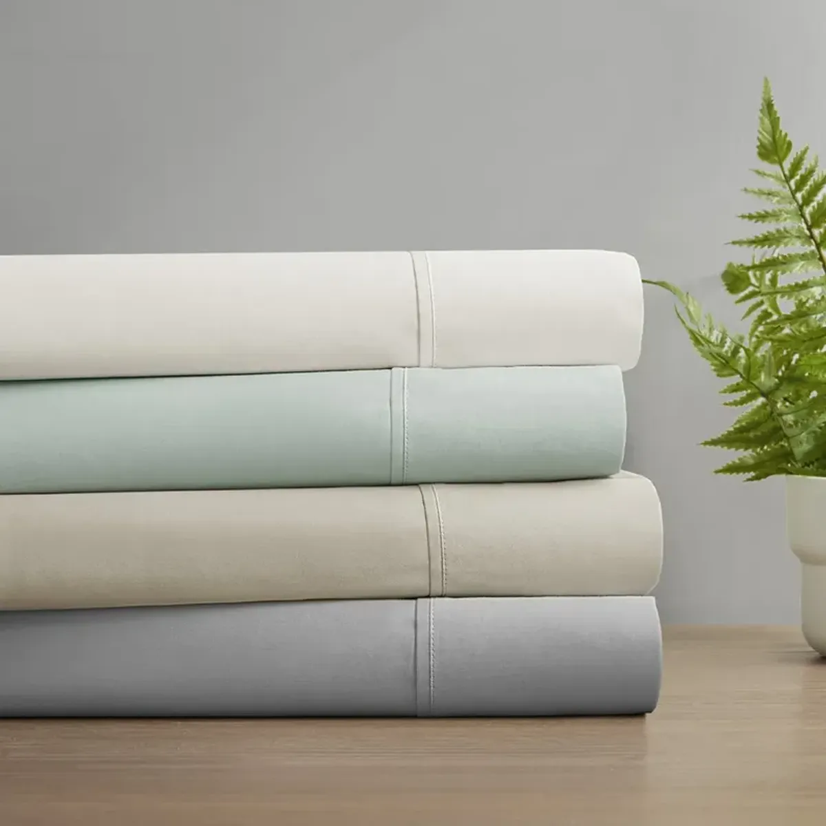 Madison Park 300 Thread Count Organic Cotton Grey Deep Pocket Sheet Set