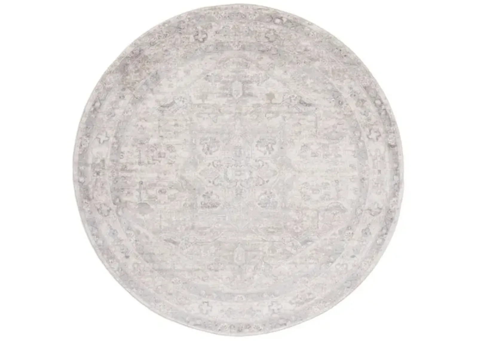 Brentwood 852 Ivory / Grey 6'-7" X 6'-7" Round Round Powerloomed Rug