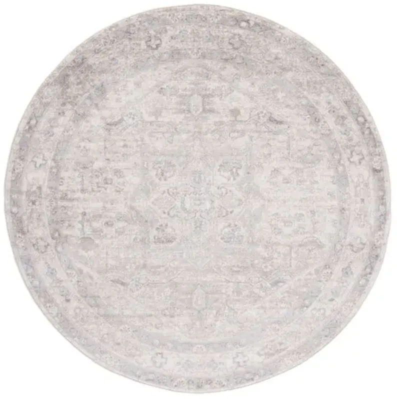 Brentwood 852 Ivory / Grey 6'-7" X 6'-7" Round Round Powerloomed Rug