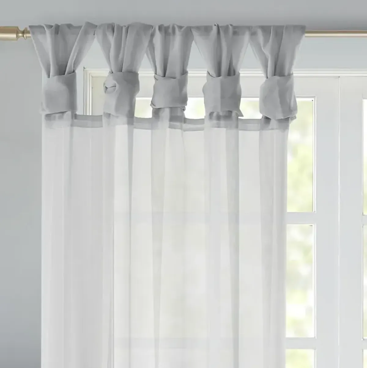 Madison Park Ceres Light Grey Twist Tab Voile Sheer Window Pair