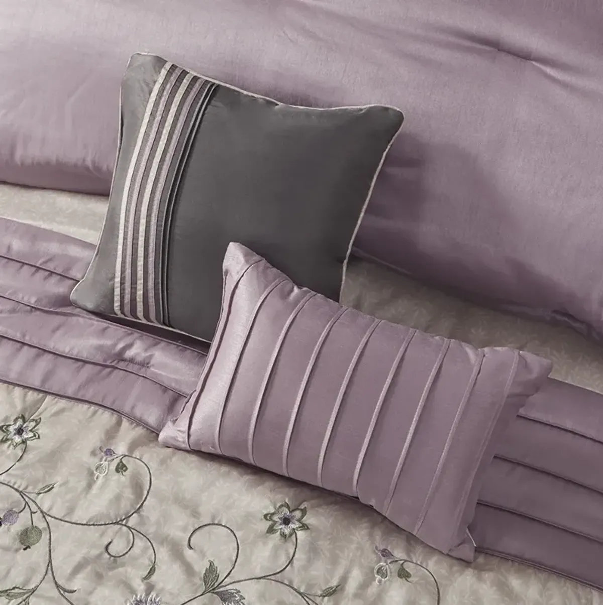 Madison Park Serene Purple Embroidered 7 Piece Comforter Set