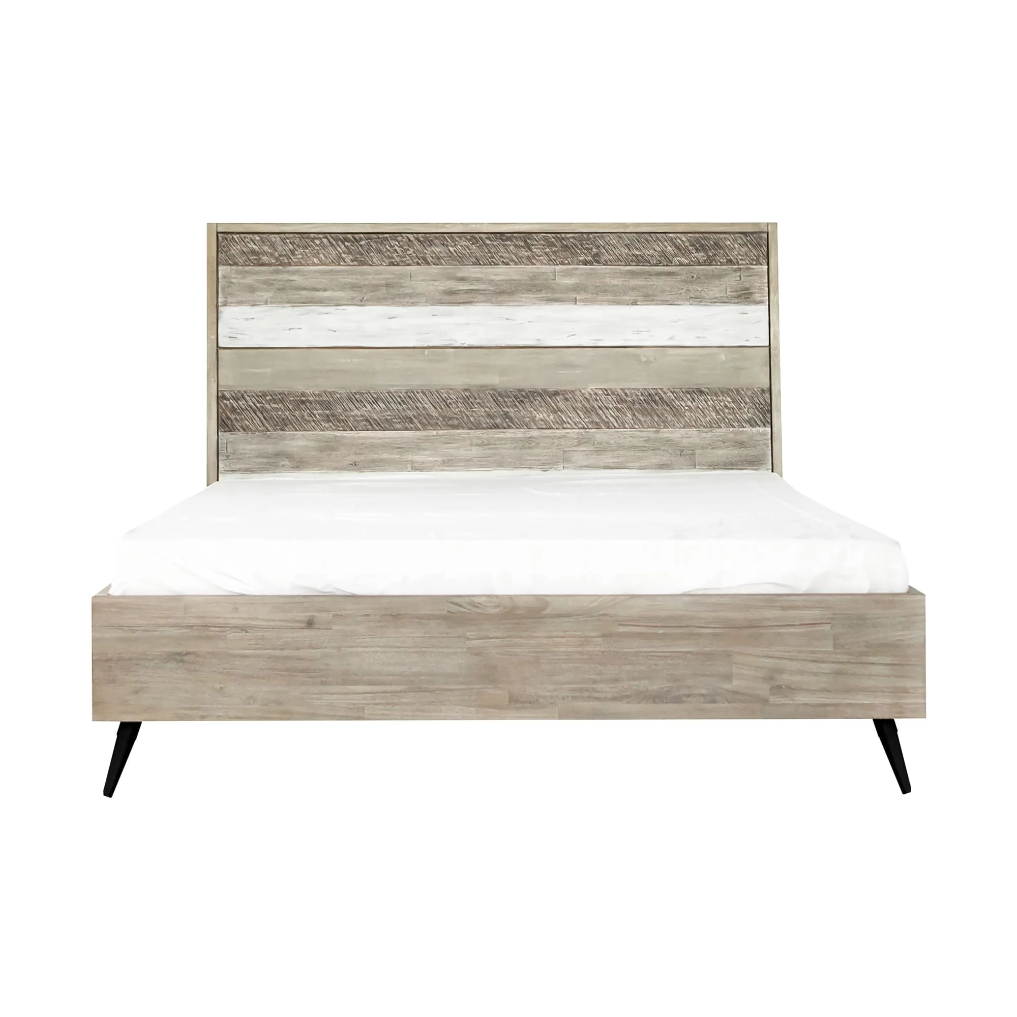 Bridges King Platform Bed in Two Tone Acacia Wood