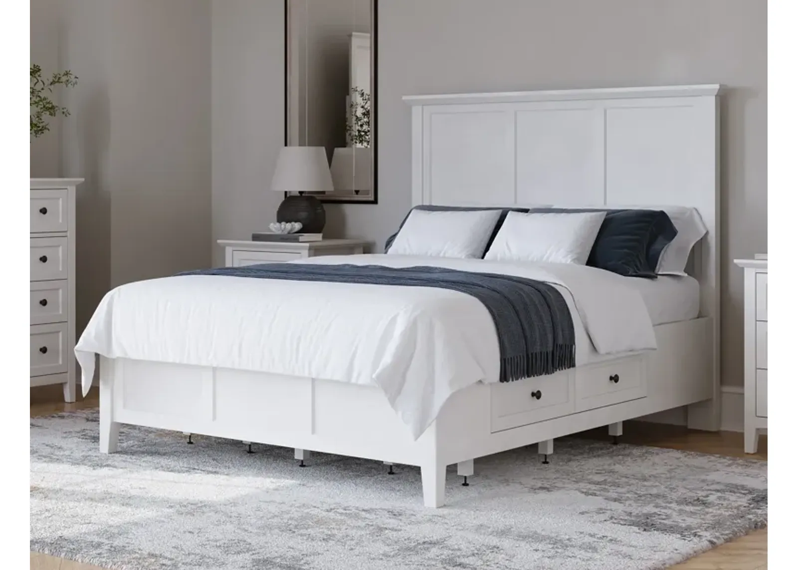 Grace Four Drawer King-size Platform Storage Bed in Snowfall White