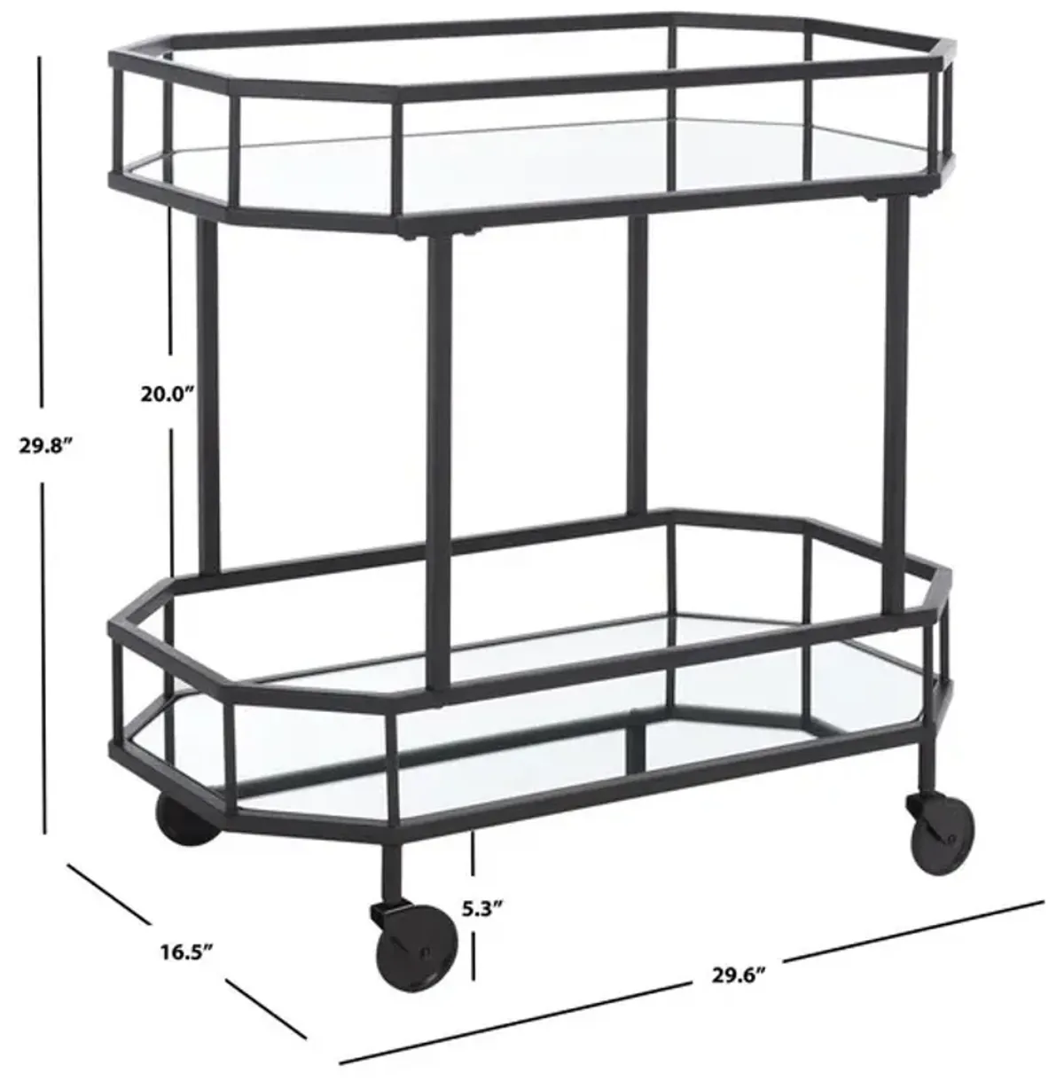 SILVA 2 TIER OCTAGON BAR CART