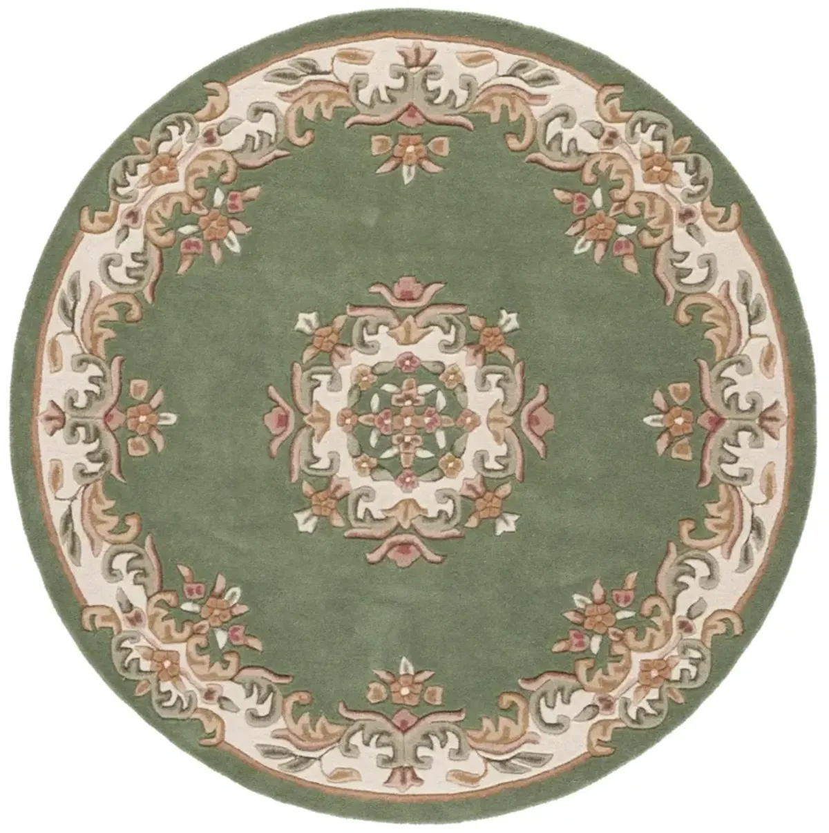 AUBUSSON 301 GREEN  6' x 6' Round Round Rug