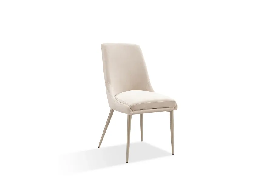 Winston Upholstered Metal Leg Dining Chair in Cream and Champagne