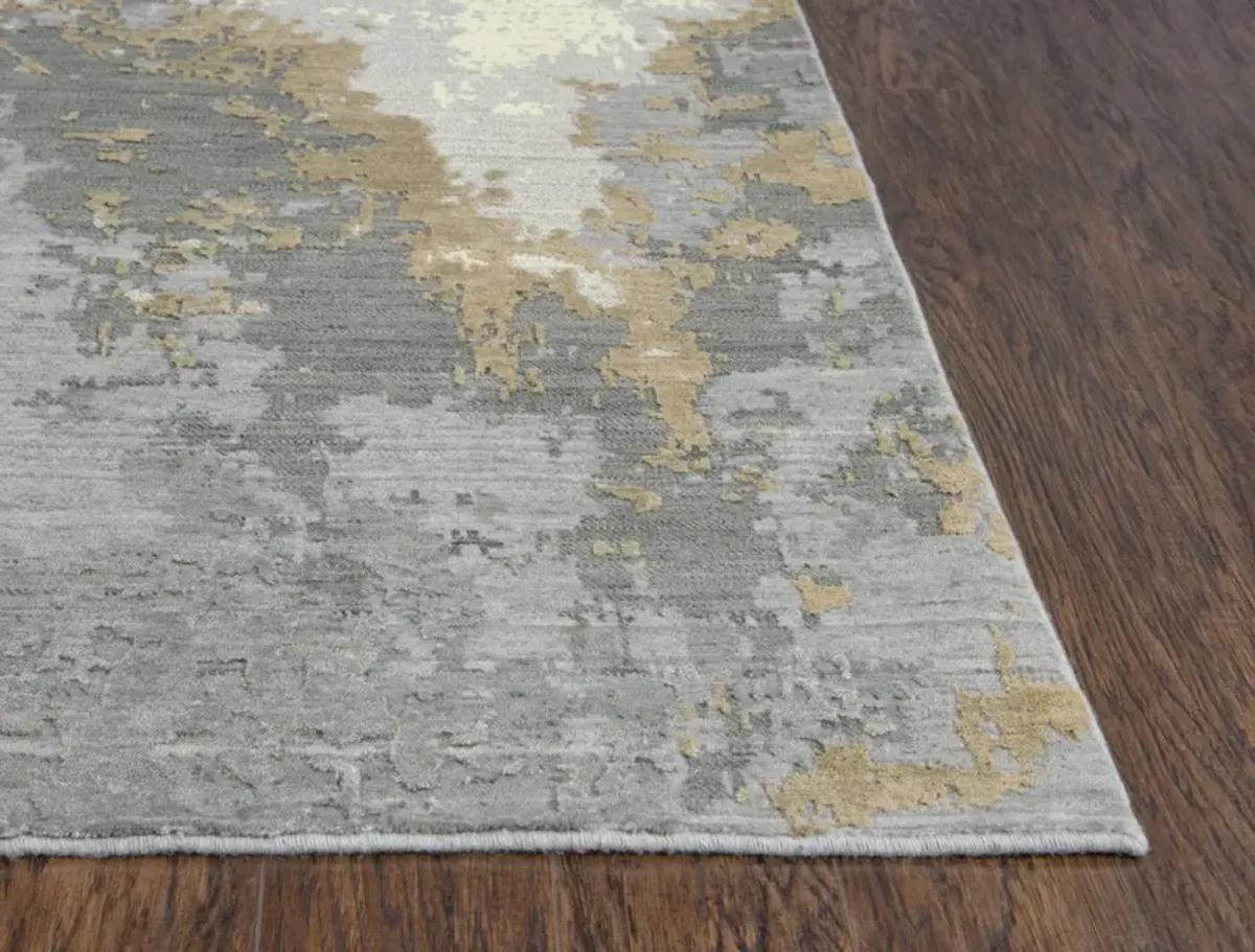 Artistry Gray Abstract NZ Wool/Tencel Blend 2'6" x 8' Runner Rug