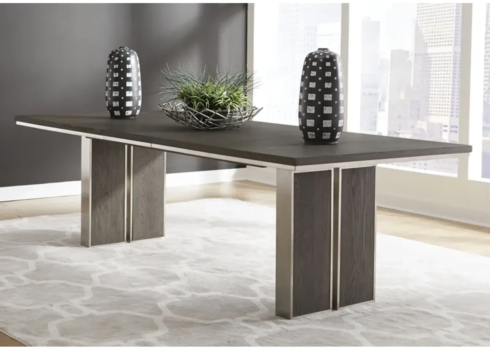 Plata Extension Dining Table in Thunder Grey