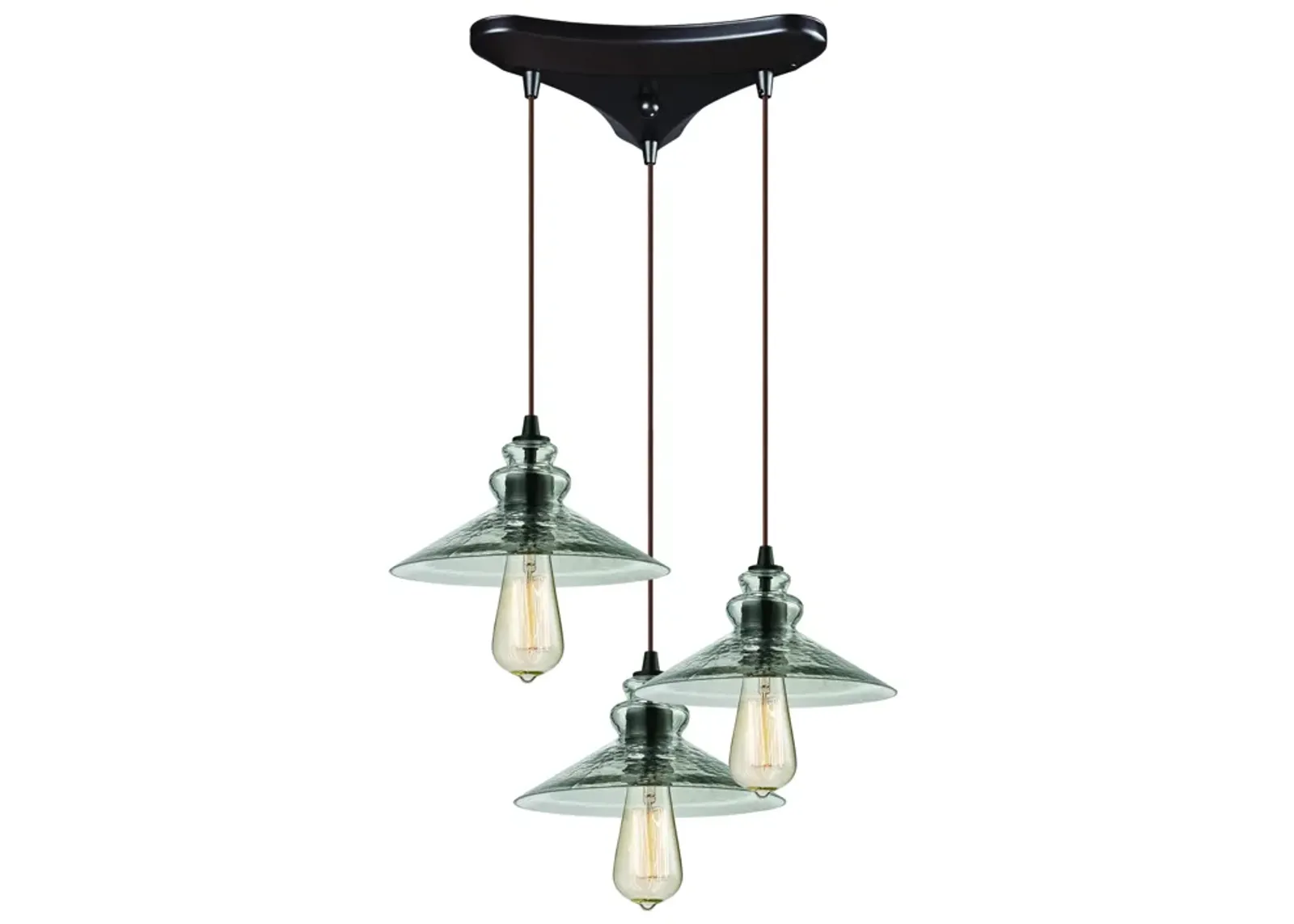 Hammered Glass 10" Wide 3-Light Mini Pendant - Oil Rubbed Bronze