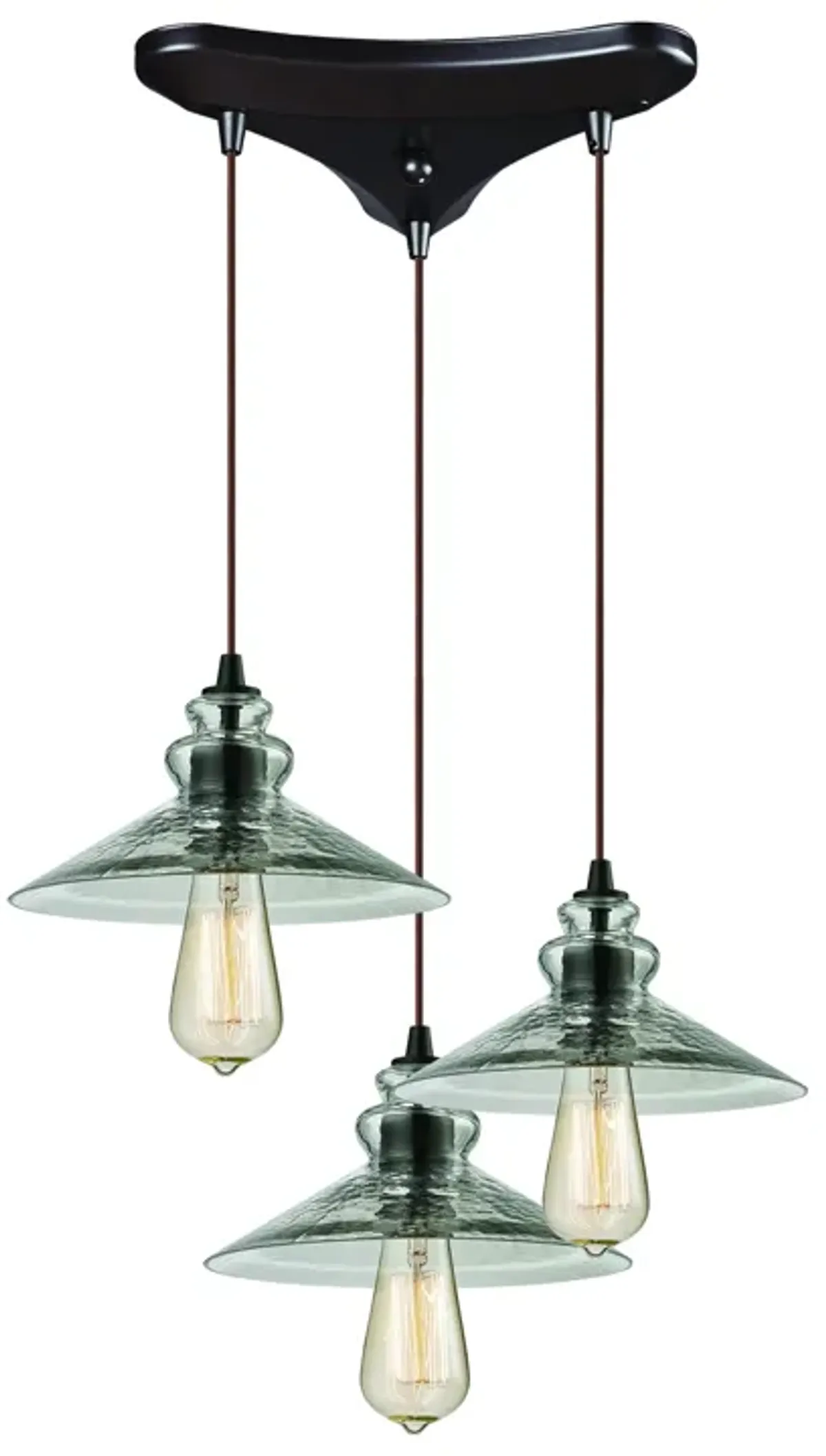 Hammered Glass 10" Wide 3-Light Mini Pendant - Oil Rubbed Bronze