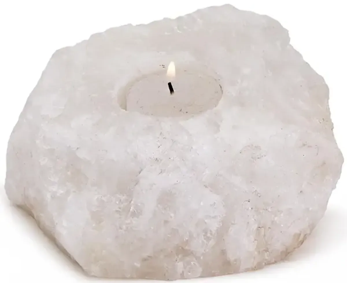 White Quartz Crystal Tealight Candle Holder