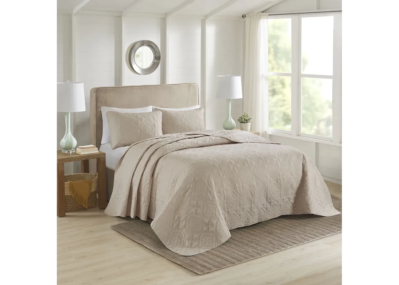 510 Design Oakley Khaki 3 Piece Reversible Bedspread Set