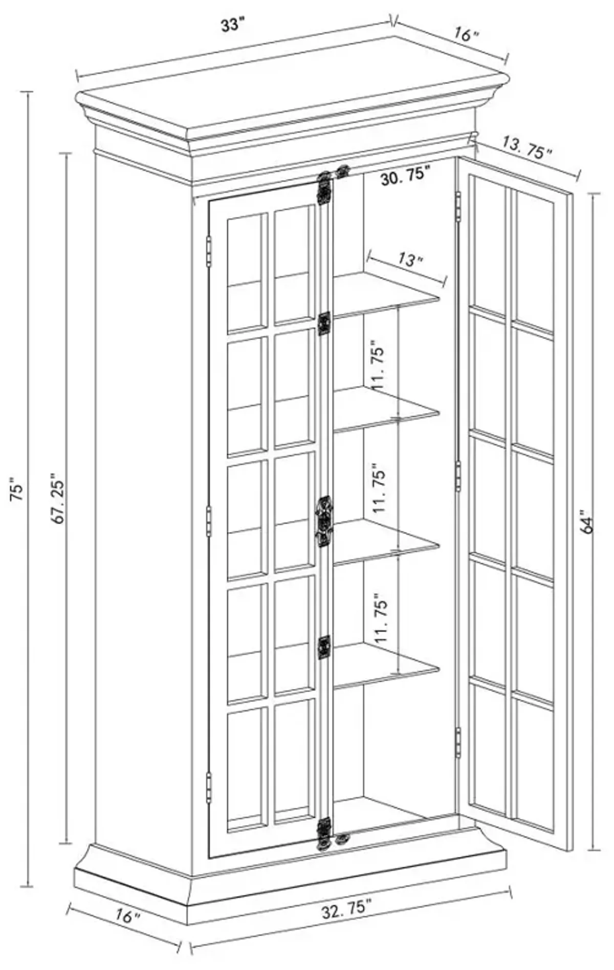 Toni 2-door Tall Cabinet Antique White