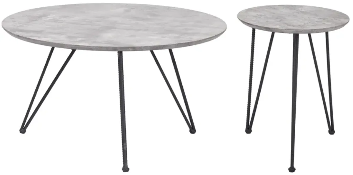 Kerris Coffee Table Set (2-Piece) Gray & Black