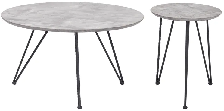 Kerris Coffee Table Set (2-Piece) Gray & Black