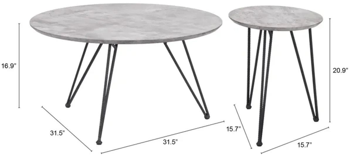 Kerris Coffee Table Set (2-Piece) Gray & Black