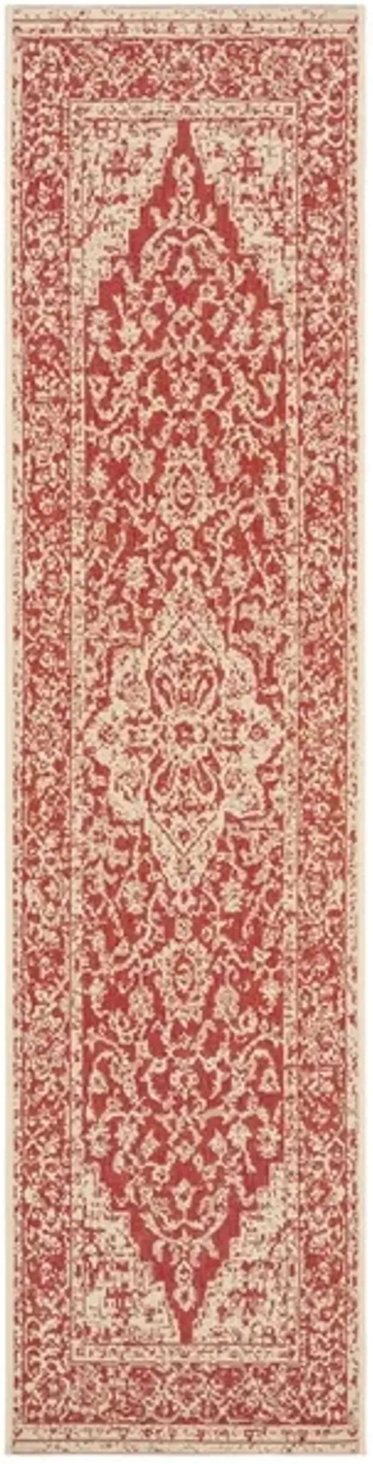 Safavieh BEACH HOUSE Collection BHS137Q-210 Red / Creme 2'-2" X 10'