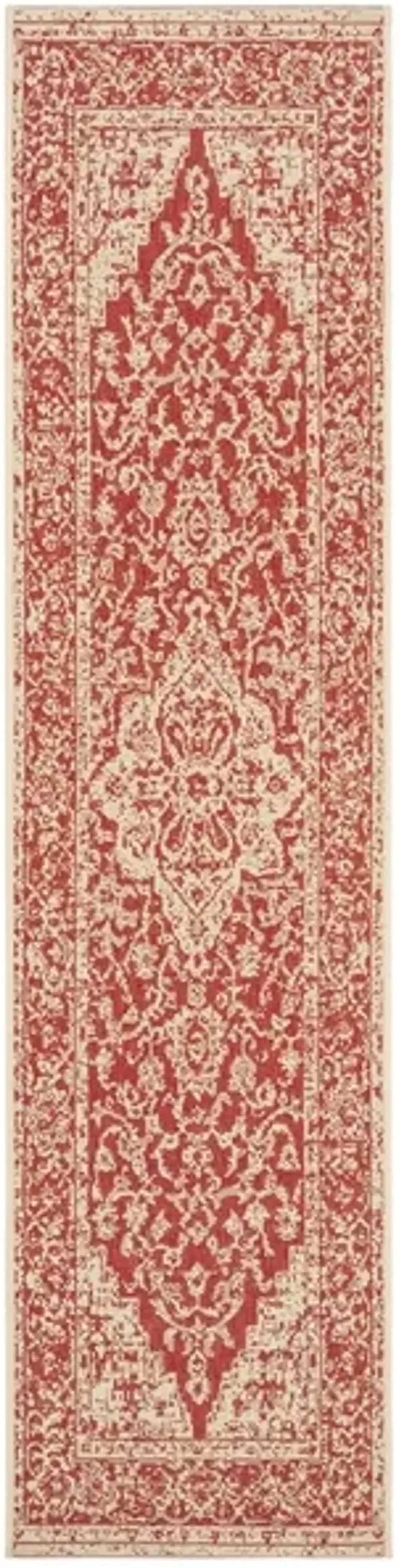 Safavieh BEACH HOUSE Collection BHS137Q-210 Red / Creme 2'-2" X 10'