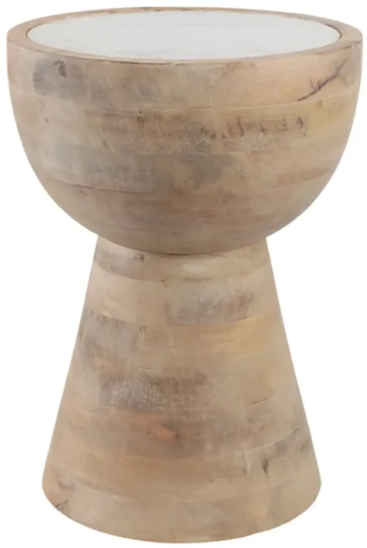 18x13" Hourglass Marble Top Accent Table, Wht/blnd
