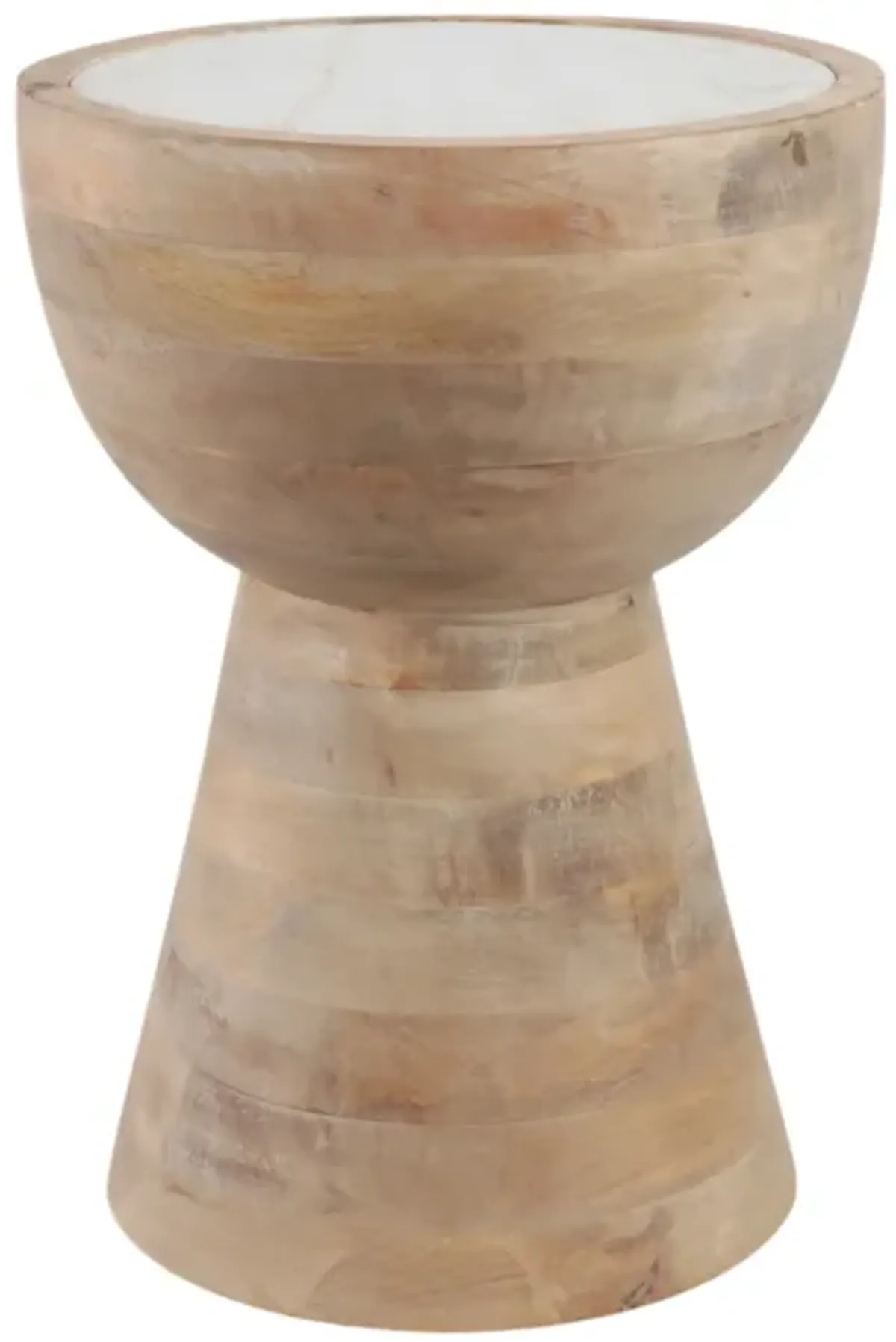 18x13" Hourglass Marble Top Accent Table, Wht/blnd