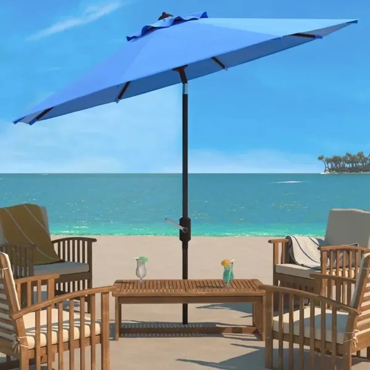 UV RESISTANT ORTEGA 9 FT AUTO TILT CRANK UMBRELLA