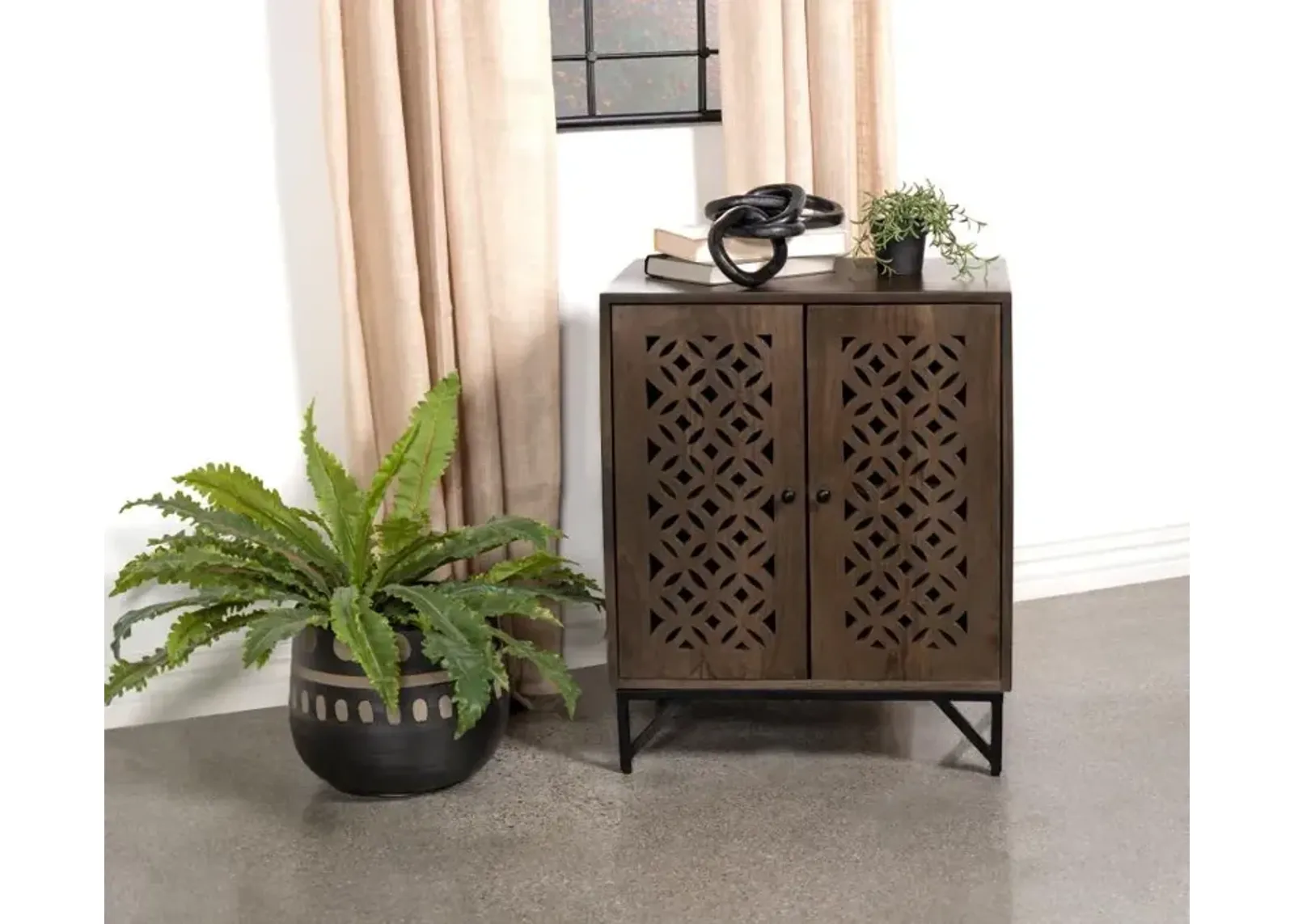 Zaria 2-door Wooden Accent Cabinet Brown