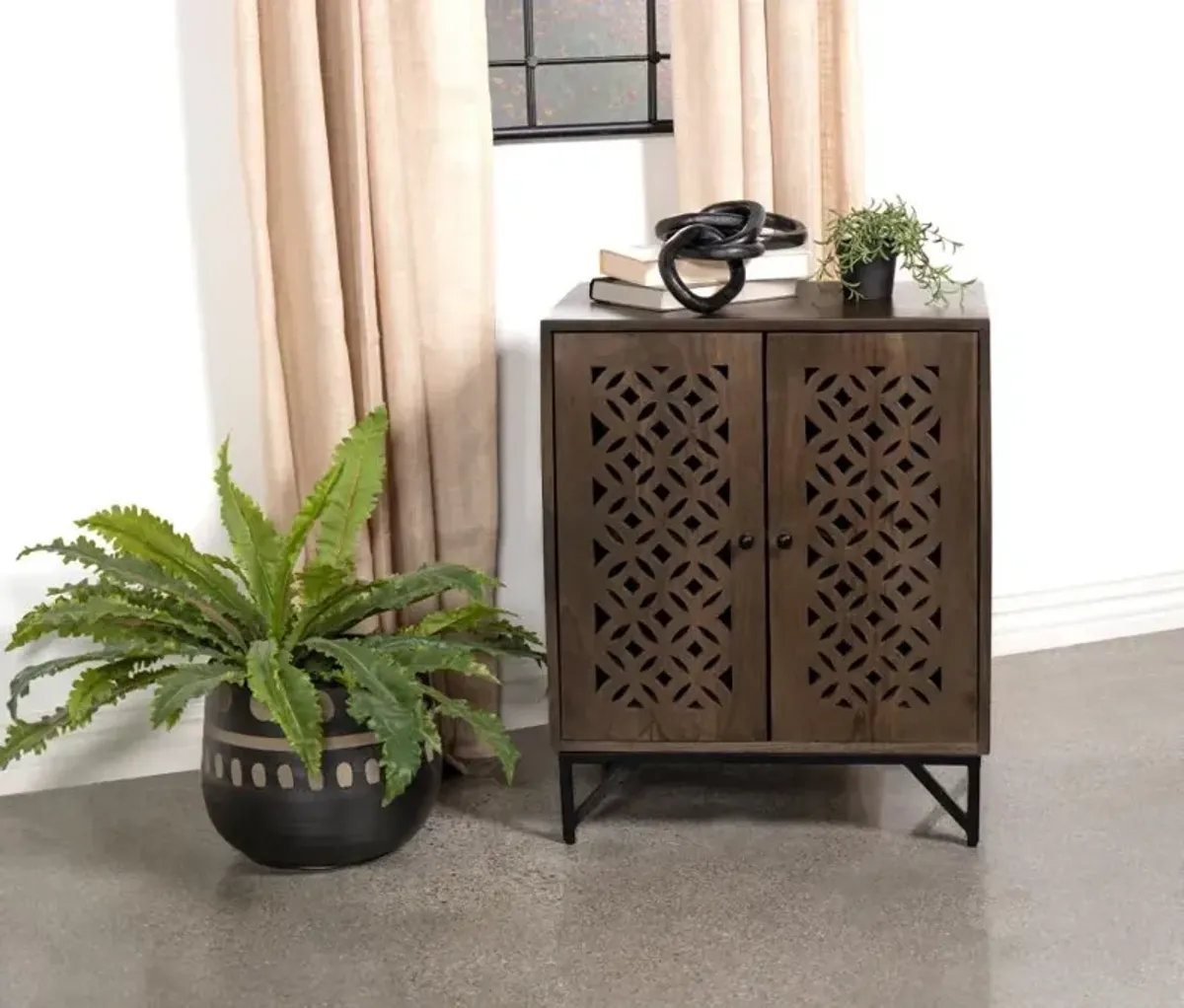 Zaria 2-door Wooden Accent Cabinet Brown