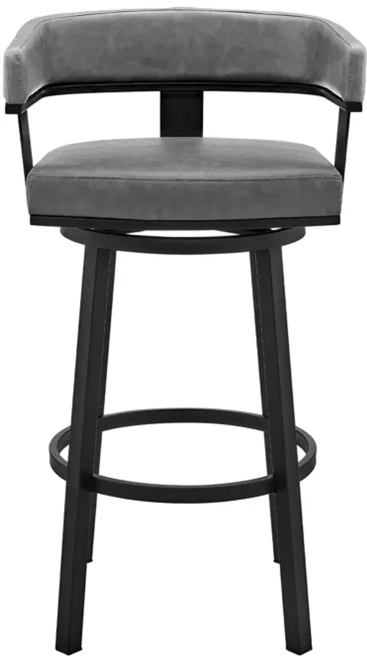 Cohen 30" Bar Height Swivel Bar Stool in Black Finish and Gray Faux Leather