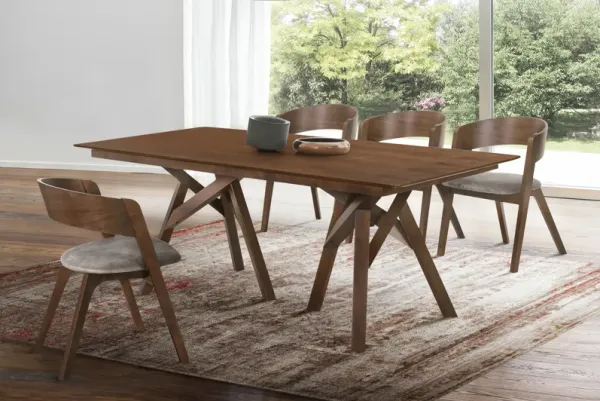 Cortina and Jackie 5 Piece Walnut Rectangular Dining Set