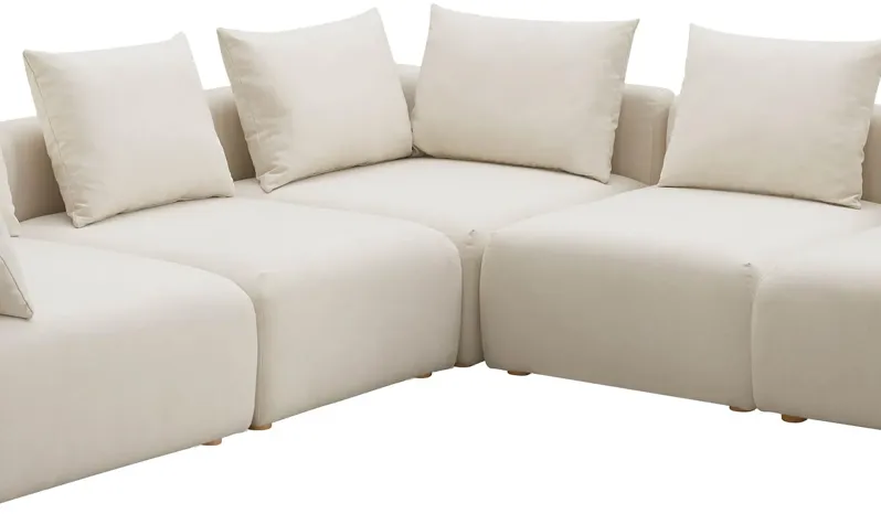 Hangover Cream Linen 5-Piece Modular L-Sectional