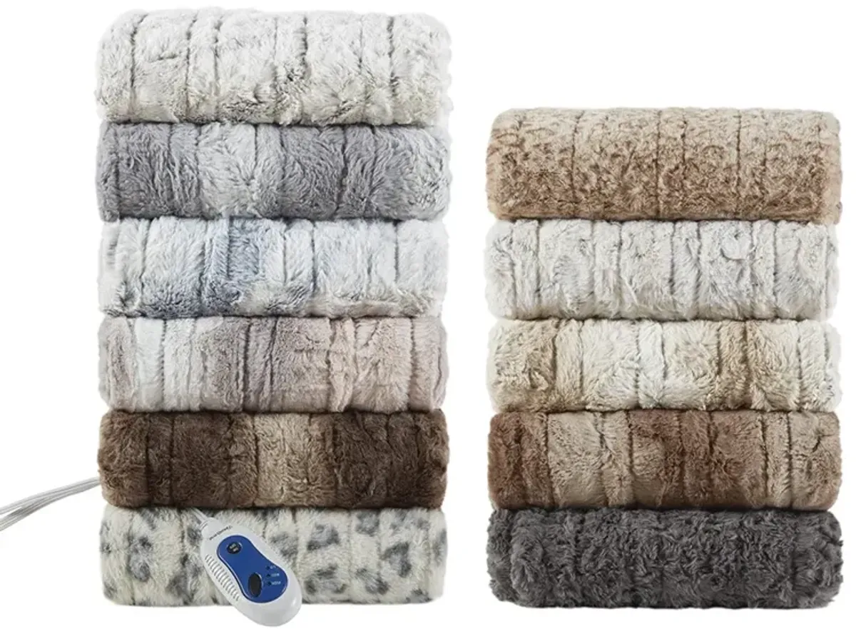 Beautyrest Zuri Sand Oversized Faux Fur Heated Throw