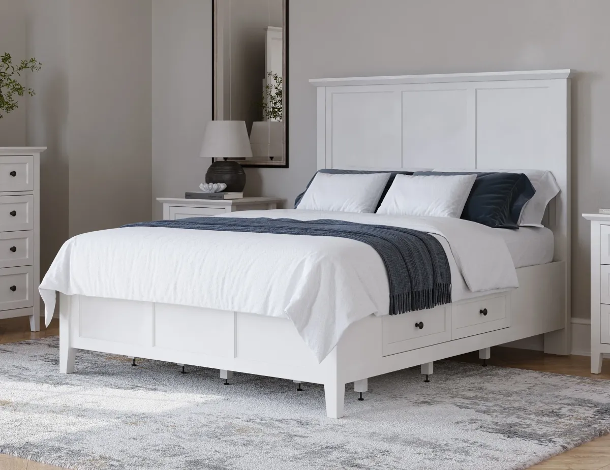 Grace Four Drawer California King-size Platform Storage Bed in Snowfall White